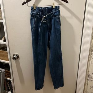 Express belted super high rise jeans
